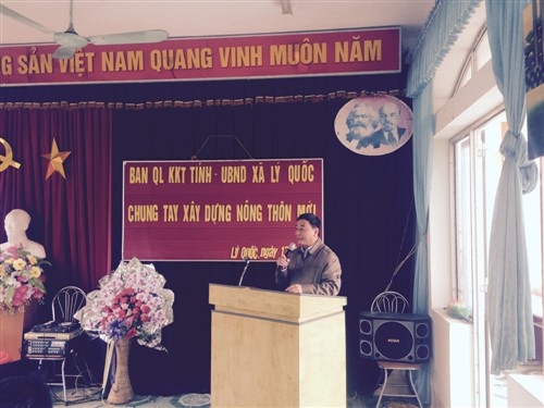 Đ/c Hà Đức Nhàn Phó bí thư Huyện ủy, Chủ tịch UBND huyện Hạ Lang phát biểu tại buổi lễ