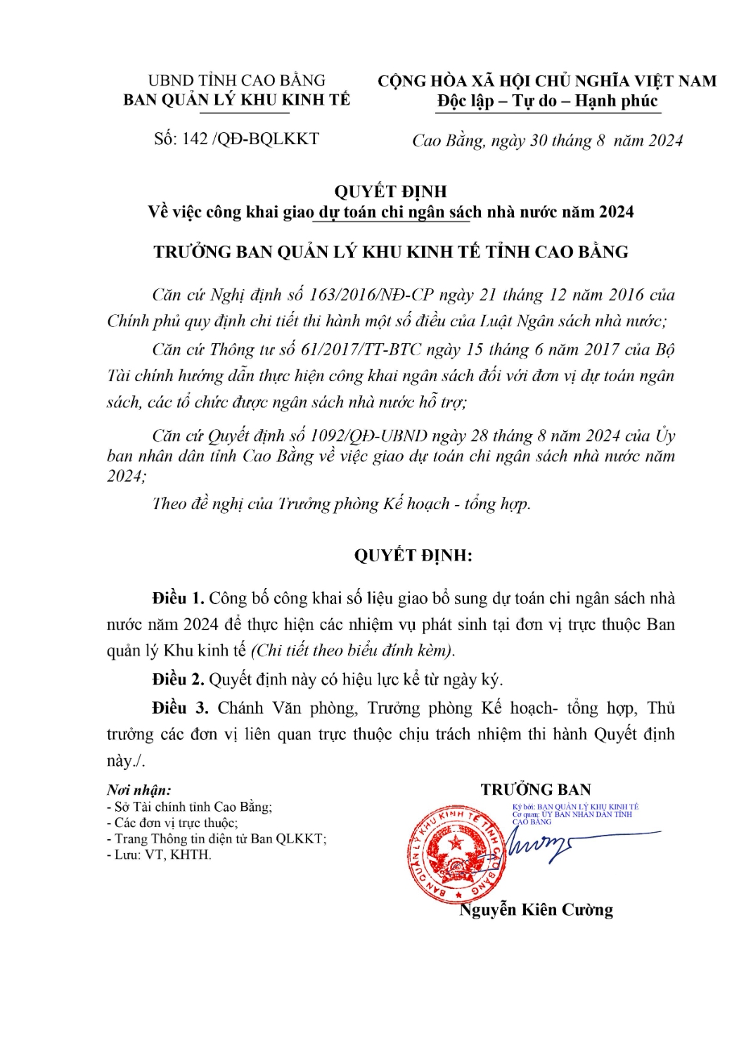 quyet dinh ve viec cong khai giao du toan chi ngan sach nha nuoc nam 2024