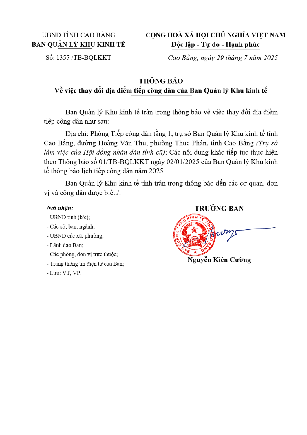 thay doi dia diem tiep cong dan