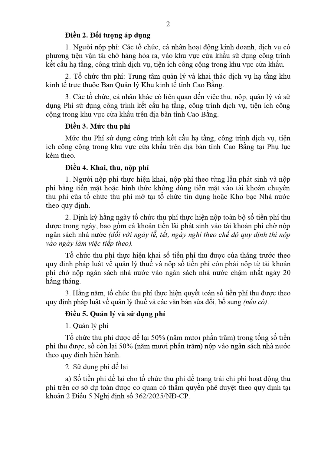 du thao nghi quyet quy dinh muc thu che do thu nop quan ly va su dung phi ha tang cua khau sau ky hop so 41 page 0002