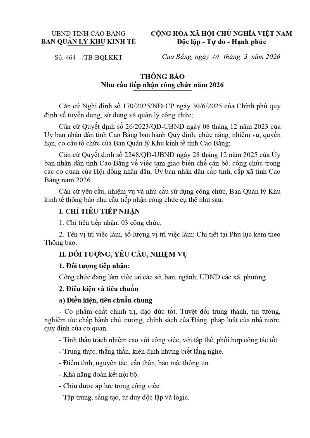 thong bao nhu cau tiep nhan cong chuc nam 2026 bqlkkt 1 page 0001