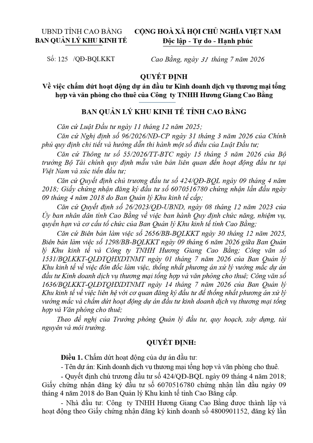 31 7 2026 qd cua bqlkkt cham dut hoat dong da huong giang page 0001